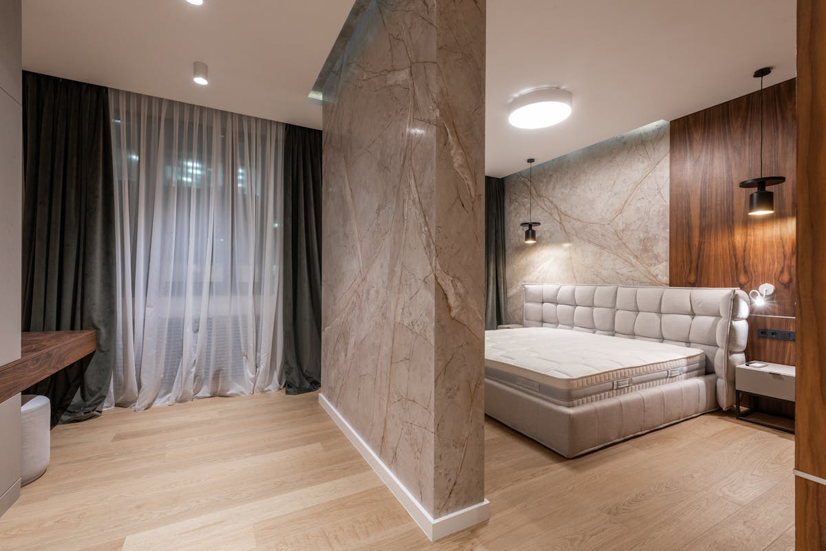Luxury bedroom renovation with marble